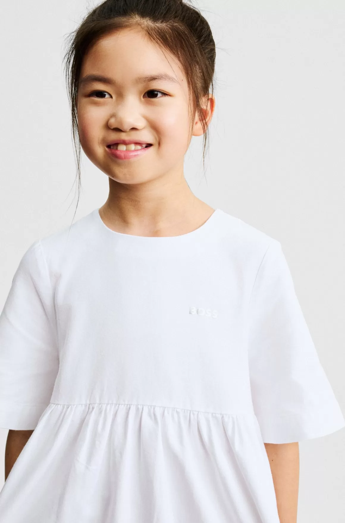 Børn HUGO BOSS Kjole Til Børn Med Afkortede ærmer, Signaturstribe Og Logo