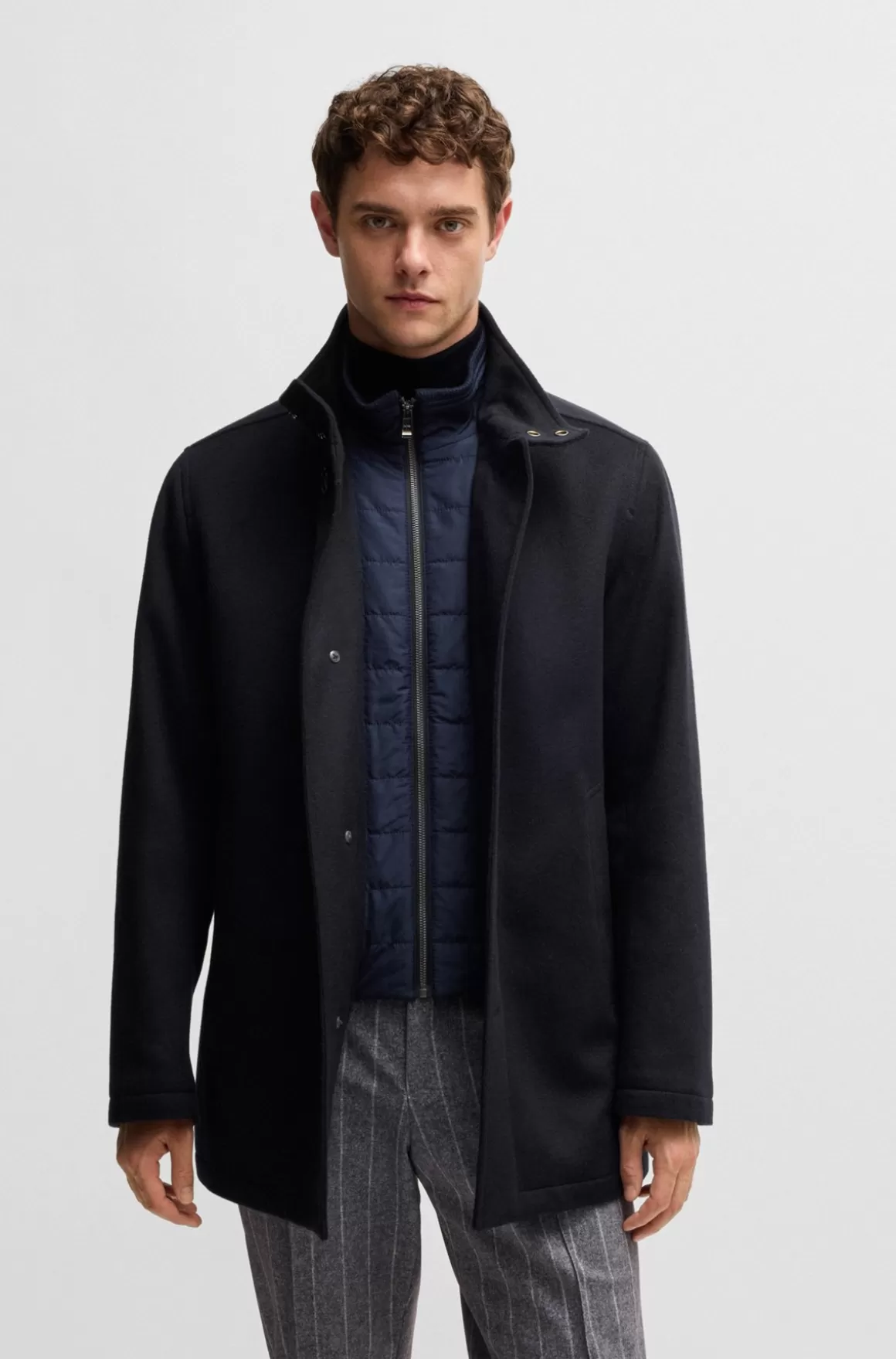 HUGO BOSS Kort Frakke Med Relaxed Fit I Ny Uld Og Kashmir