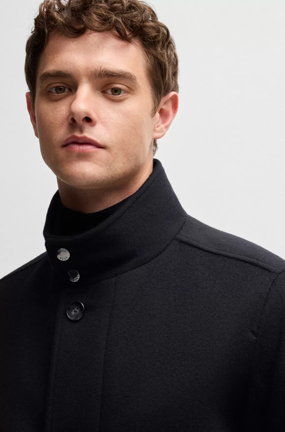 HUGO BOSS Kort Frakke Med Relaxed Fit I Ny Uld Og Kashmir