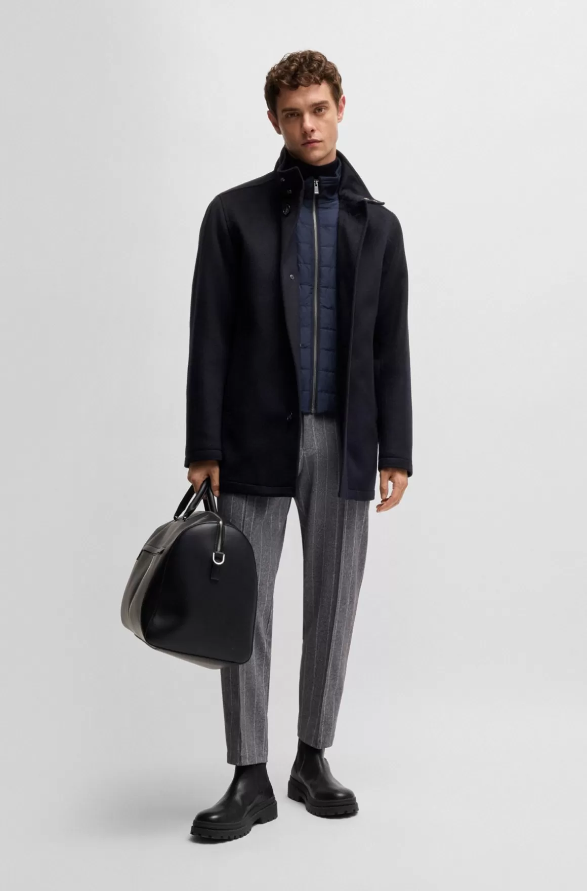 HUGO BOSS Kort Frakke Med Relaxed Fit I Ny Uld Og Kashmir