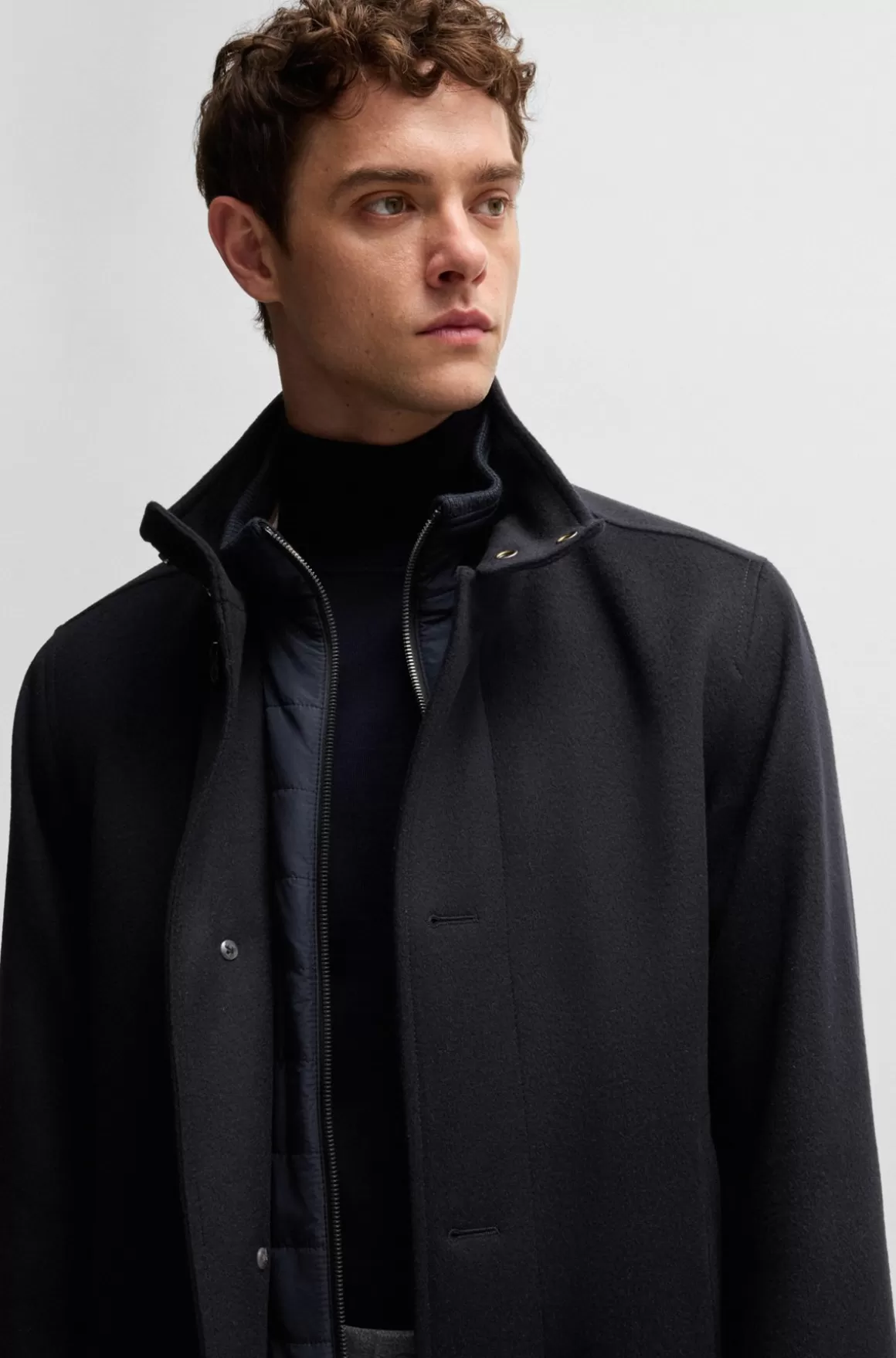 HUGO BOSS Kort Frakke Med Relaxed Fit I Ny Uld Og Kashmir