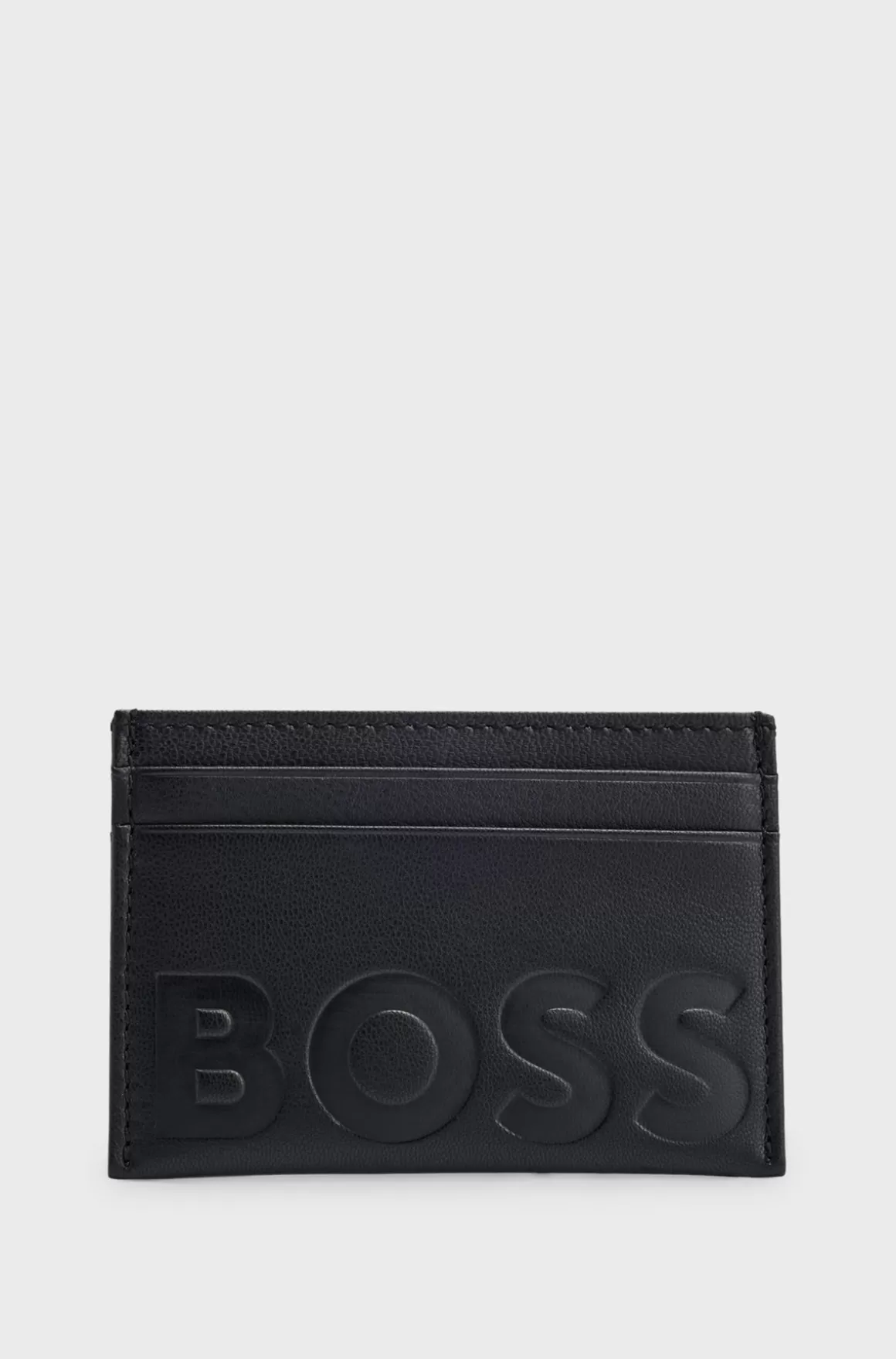 HUGO BOSS Kortholder I Læder Med Struktur Og Præget Logo