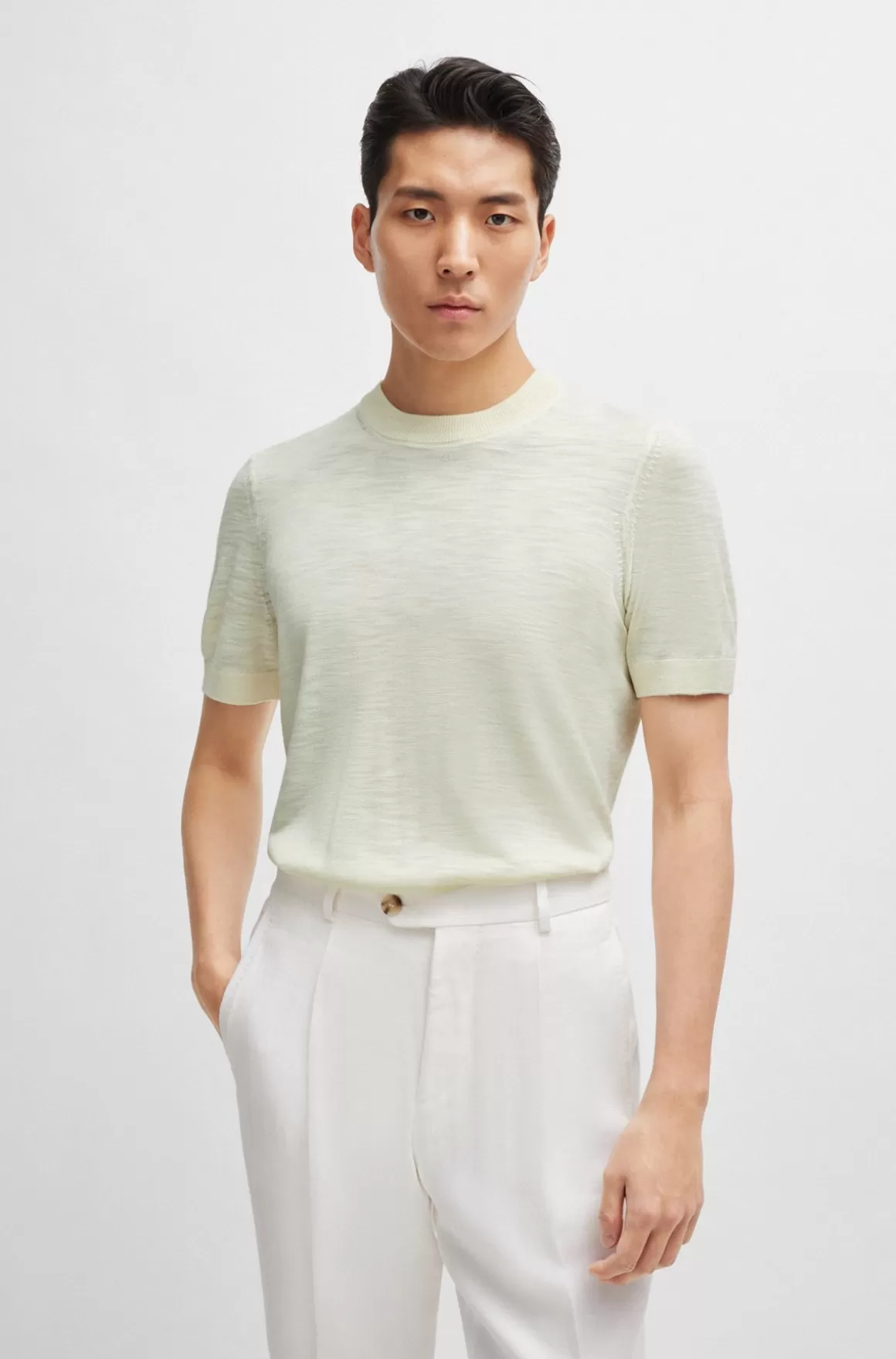HUGO BOSS Kortærmet Sweater I Tussahsilke