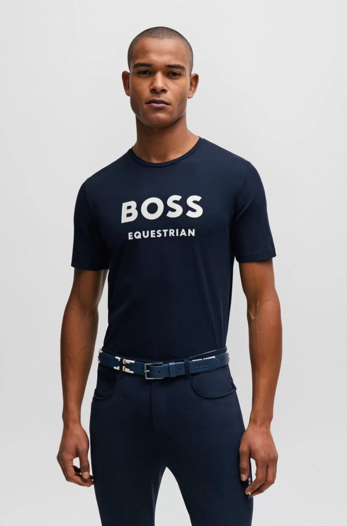 HUGO BOSS Kortærmet T-shirt Til Hestesport I Strækbomuld Med Logo