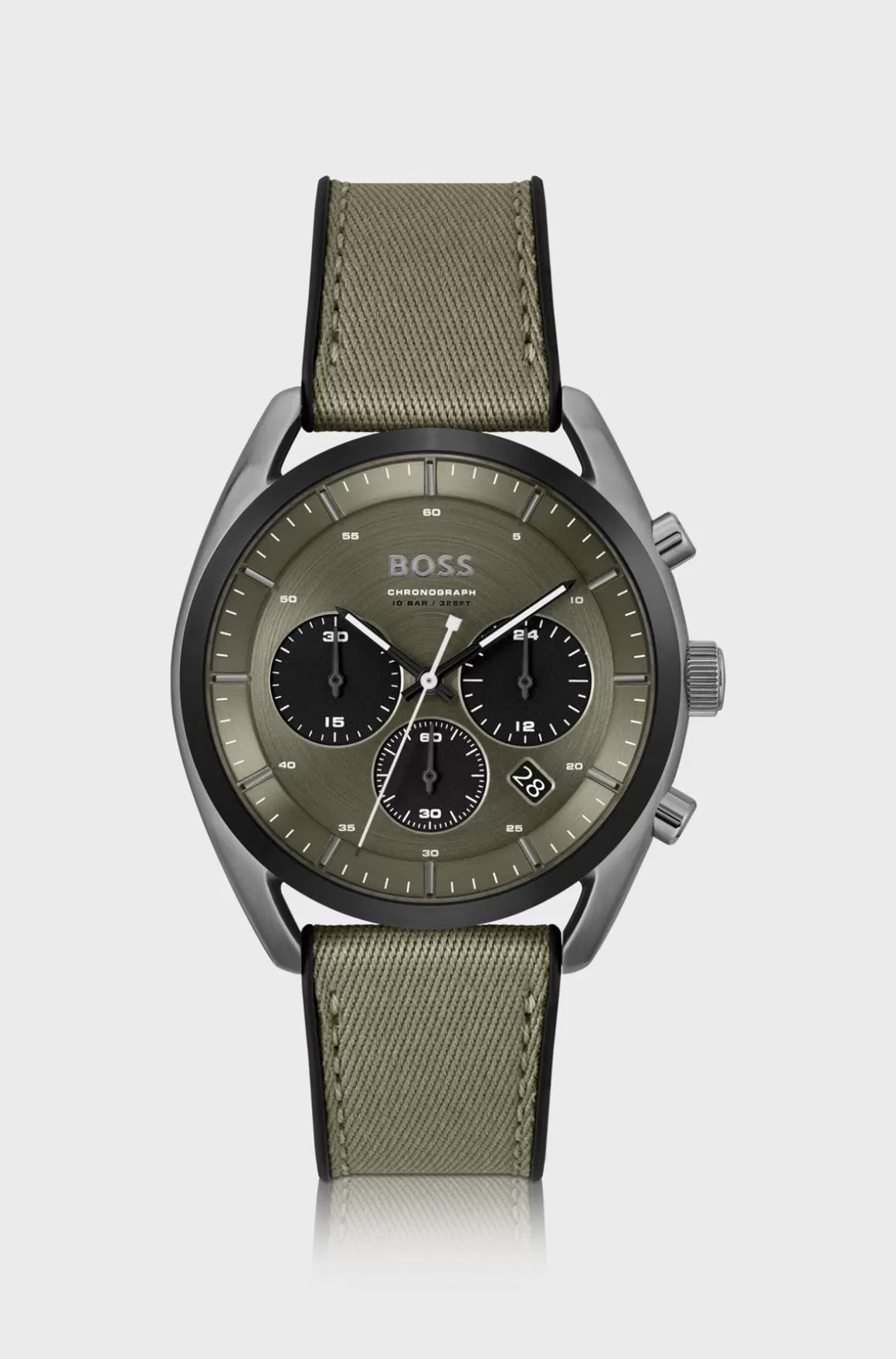 HUGO BOSS Kronograf-ur Med farvet Urskive Og Silikonerem