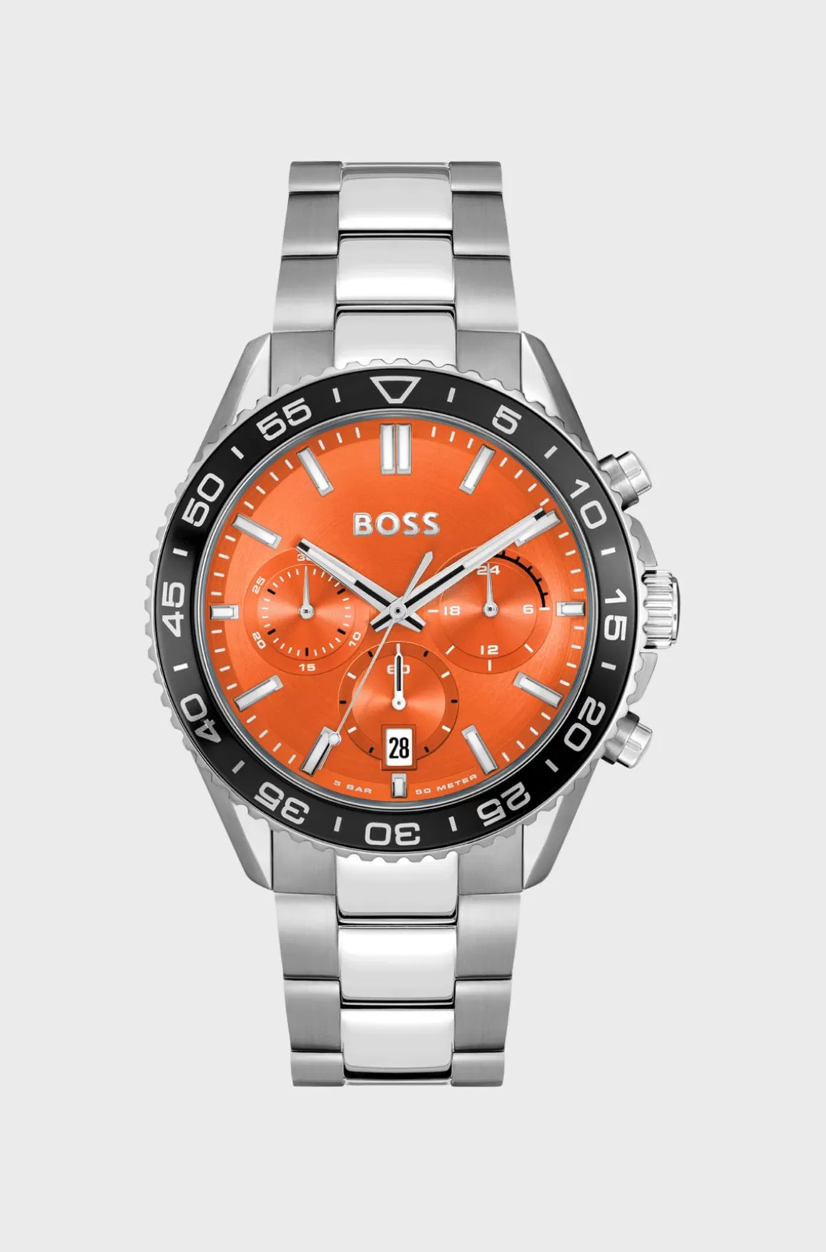 HUGO BOSS Kronograf-ur Med Lænkerem Og Orange Urskive