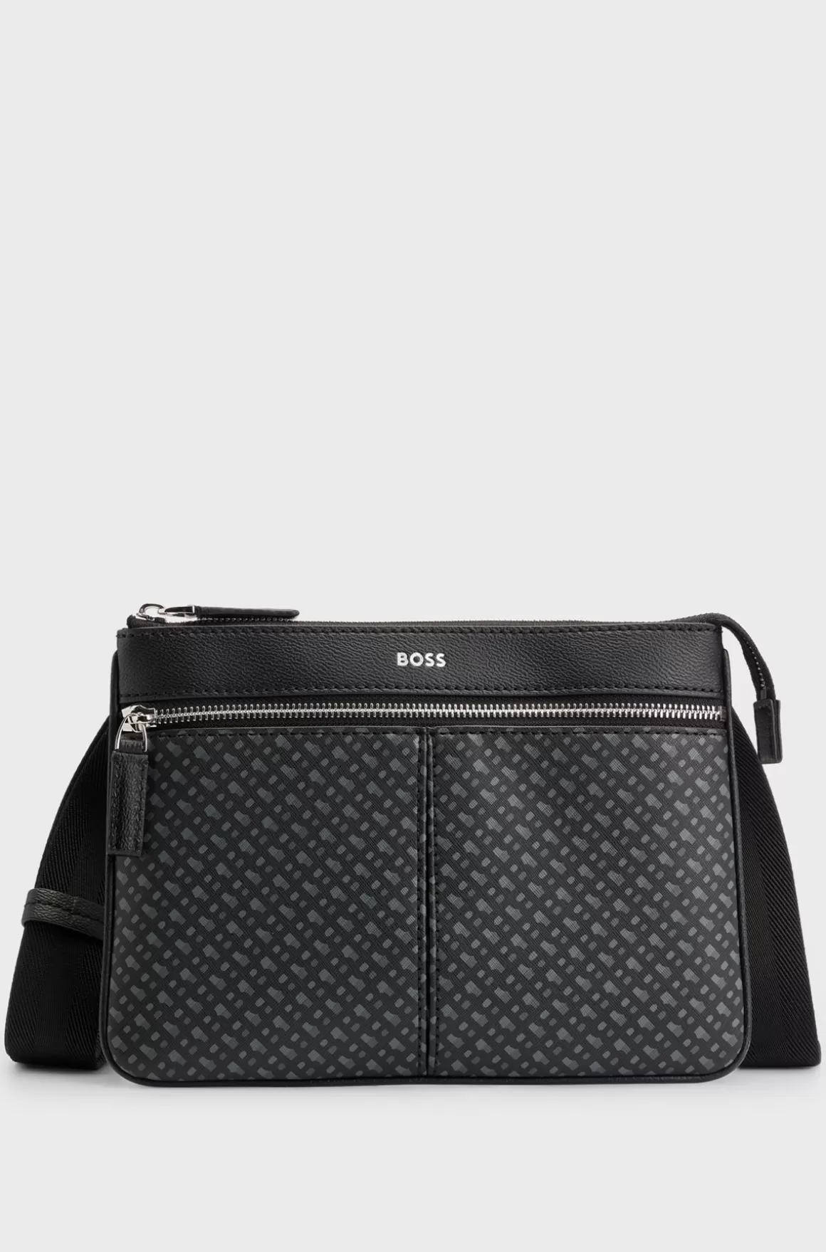 HUGO BOSS Kuverttaske Med Monogrampanel Og Logo I Sølvfolie