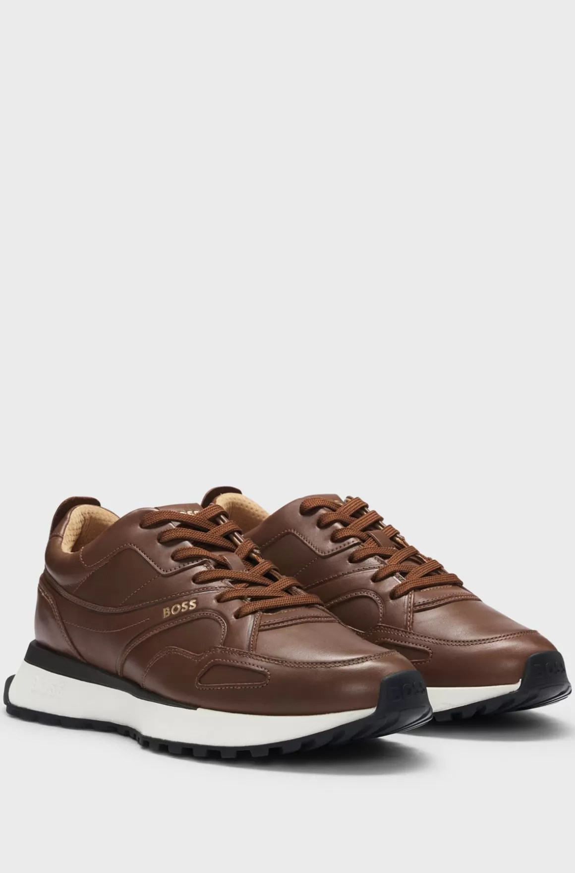 HUGO BOSS Løberinspirerede Sneakers Med Poleret Læder På Toppen