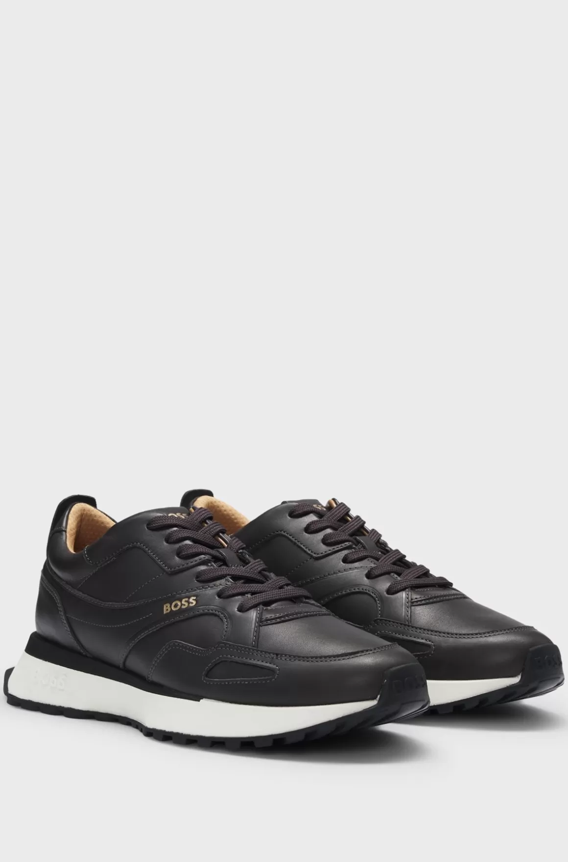 HUGO BOSS Løberinspirerede Sneakers Med Poleret Læder På Toppen