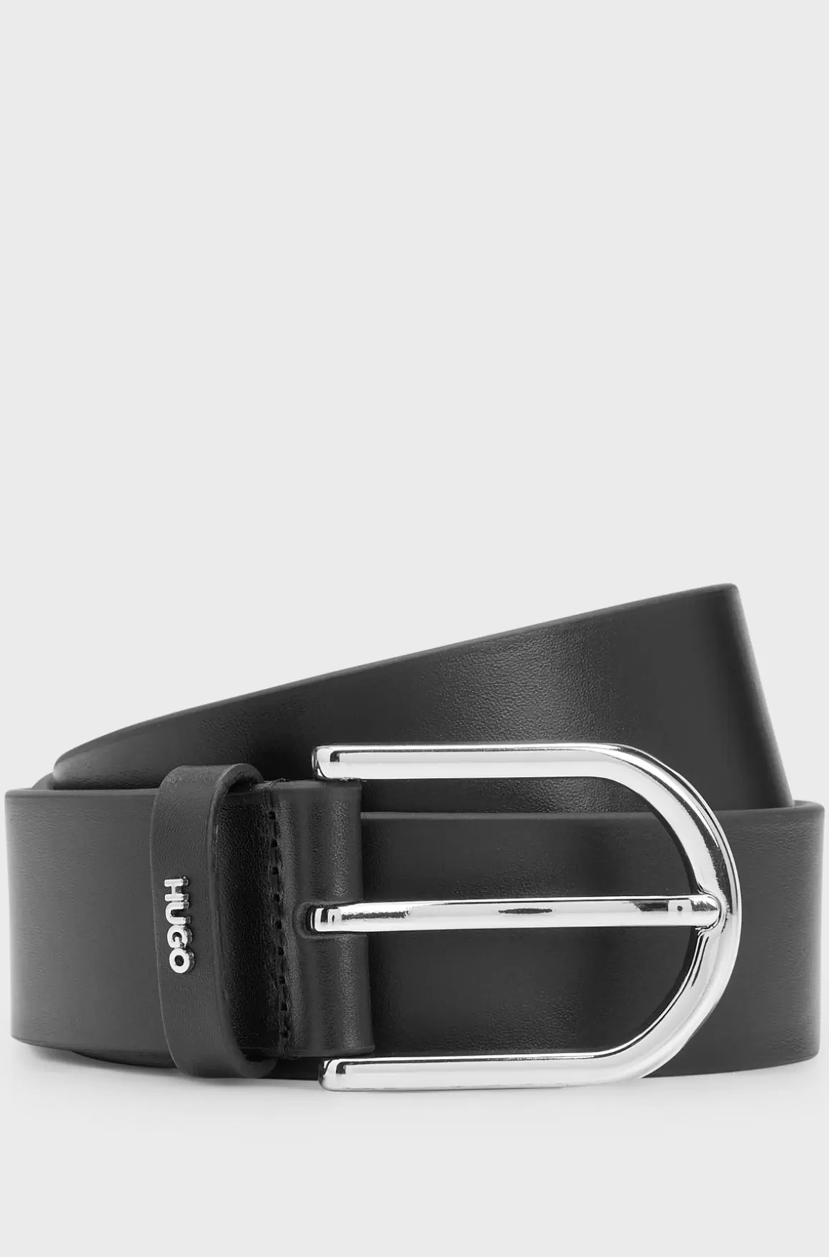 HUGO BOSS Læderbælte Med Ringe I Metal