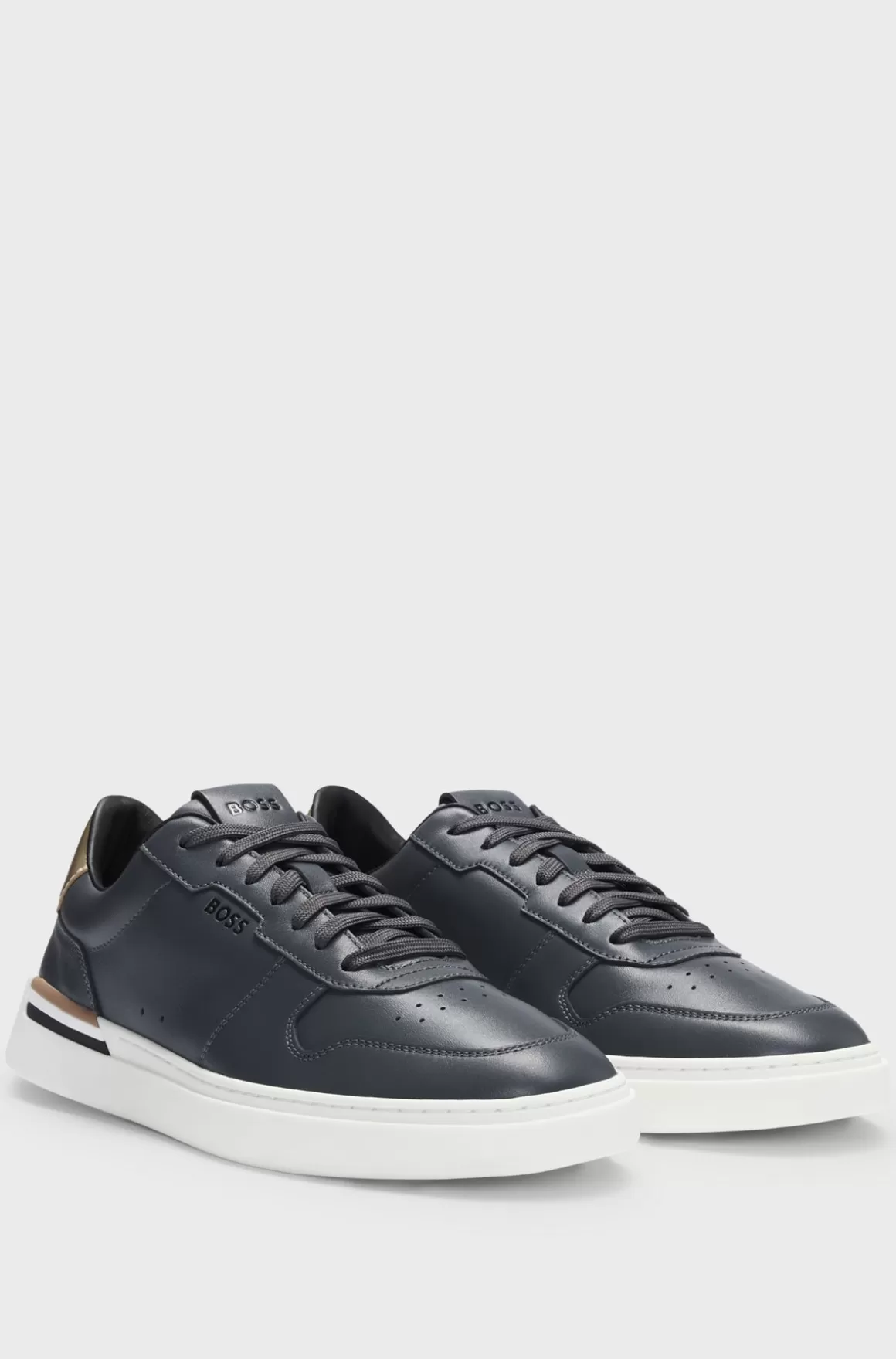 HUGO BOSS Lædersneakers Med Kopsål, Logo Og Signaturdetaljer