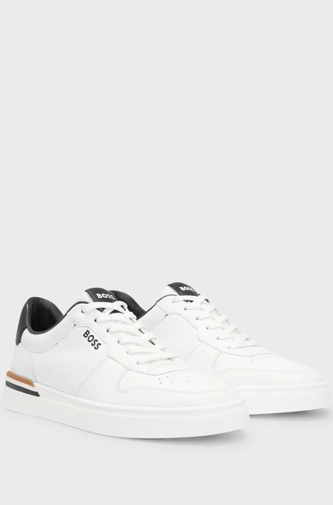 HUGO BOSS Lædersneakers Med Kopsål, Logo Og Signaturdetaljer