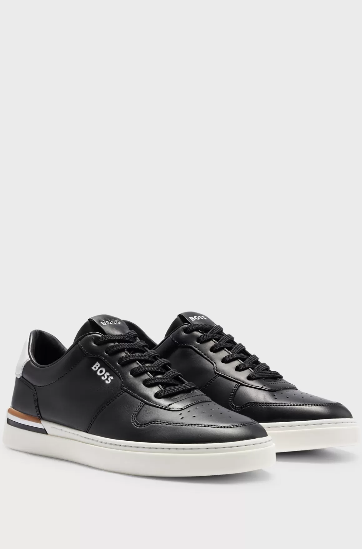 HUGO BOSS Lædersneakers Med Kopsål, Logo Og Signaturdetaljer