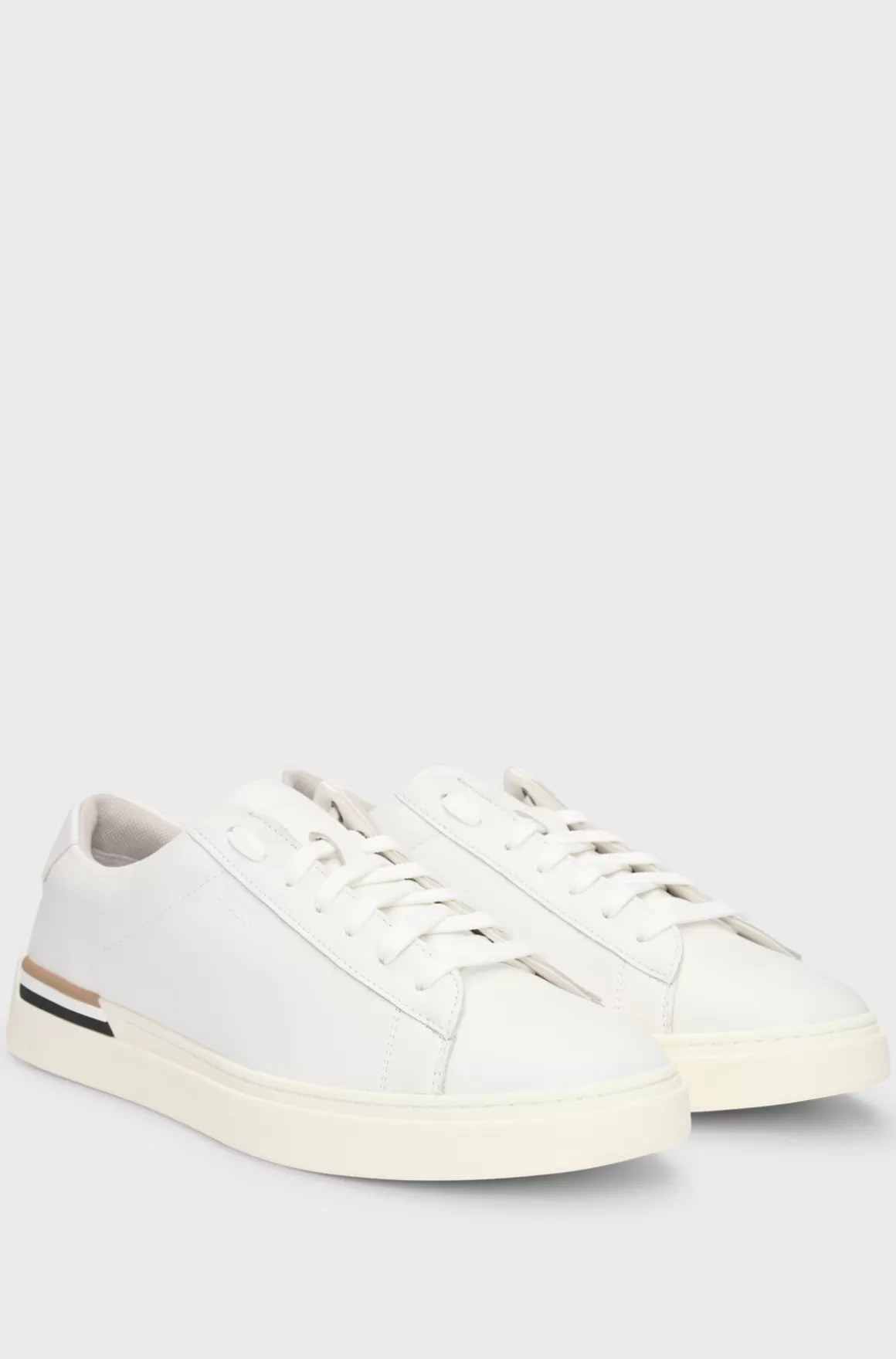 HUGO BOSS Lædersneakers Med Kopsål, Logo Og Signaturstriber