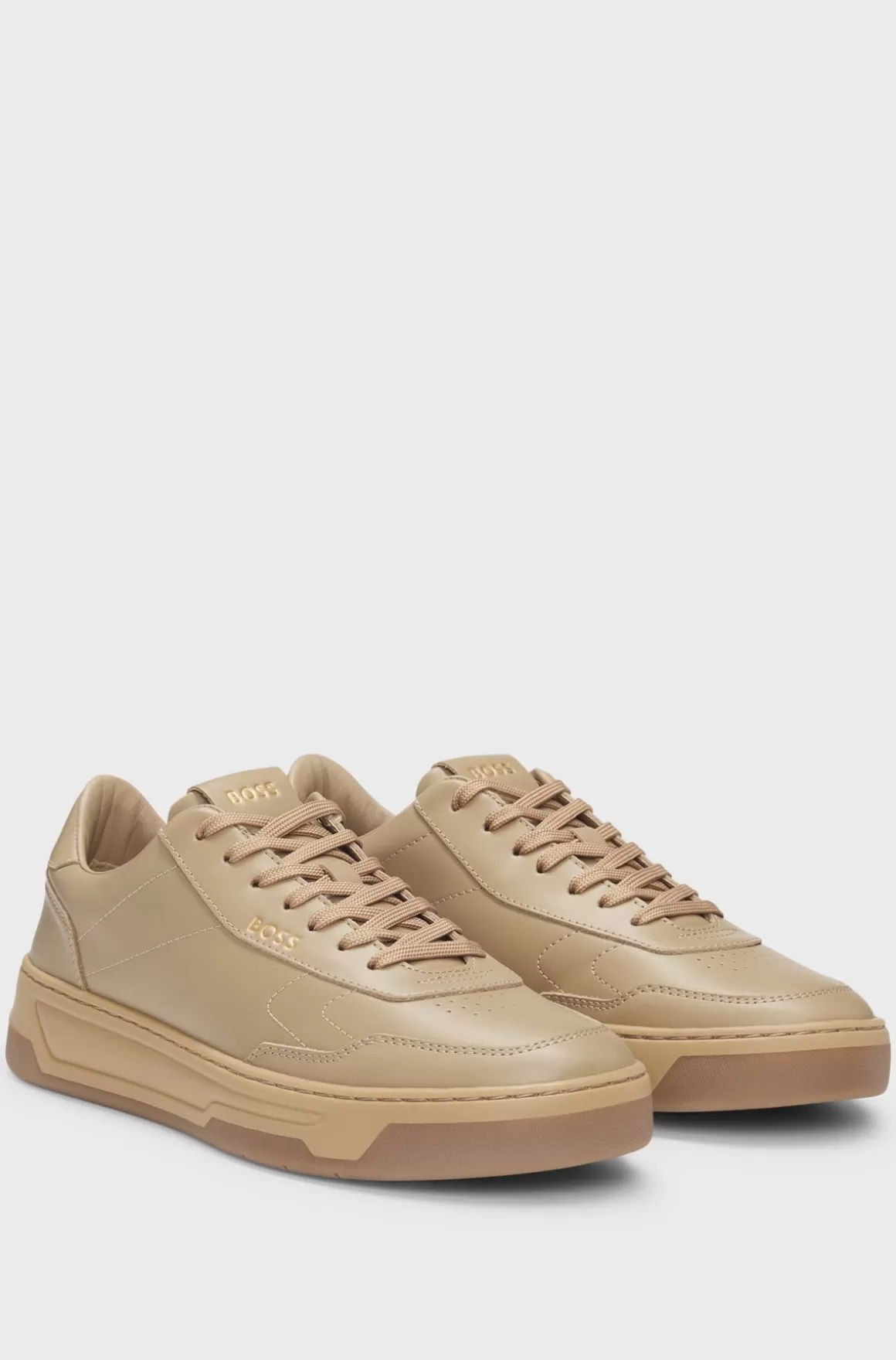 HUGO BOSS Lædersneakers Med Polstret Krave