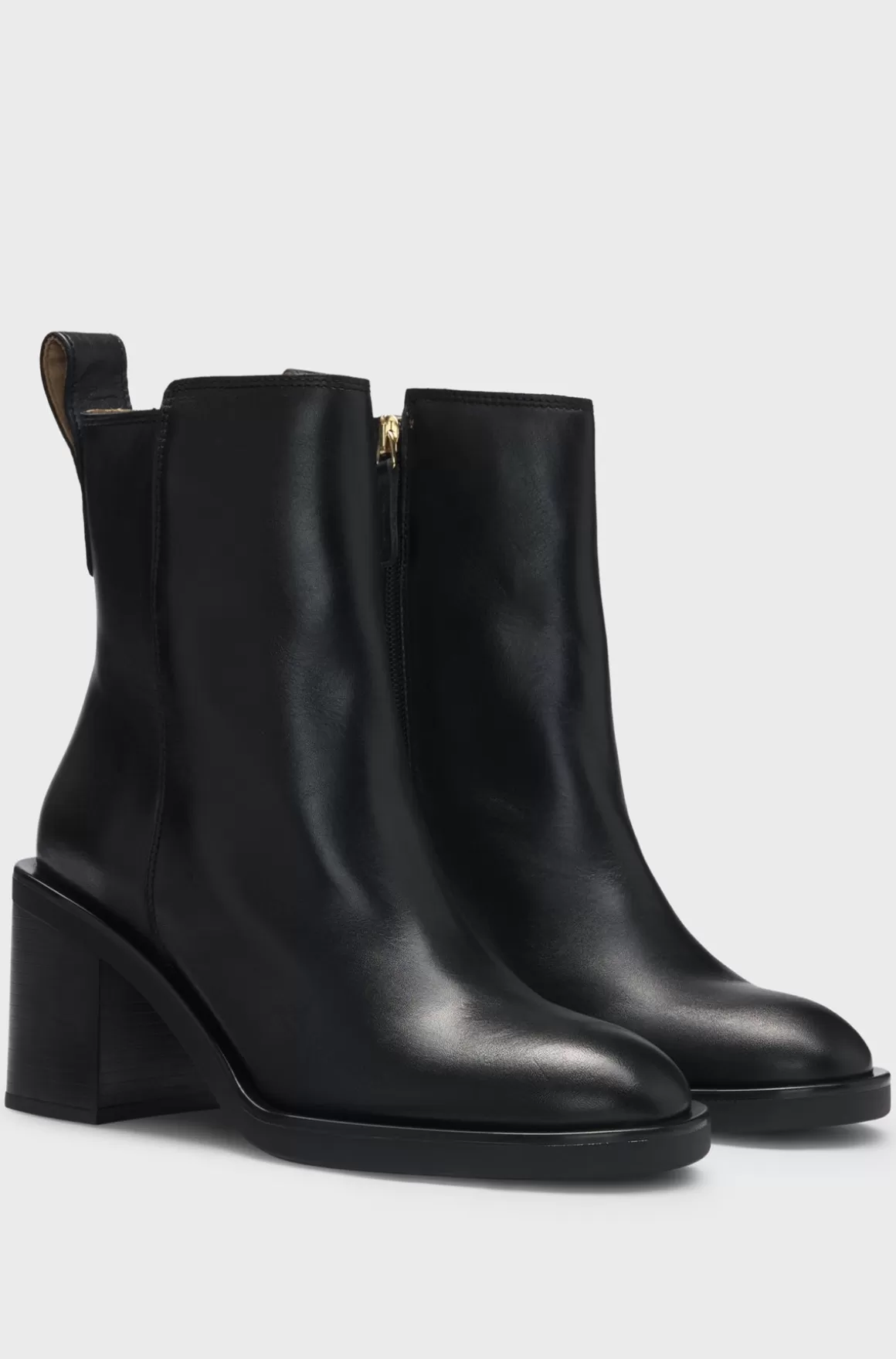 HUGO BOSS Læderstøvler Med 7 Cm Blokhæl