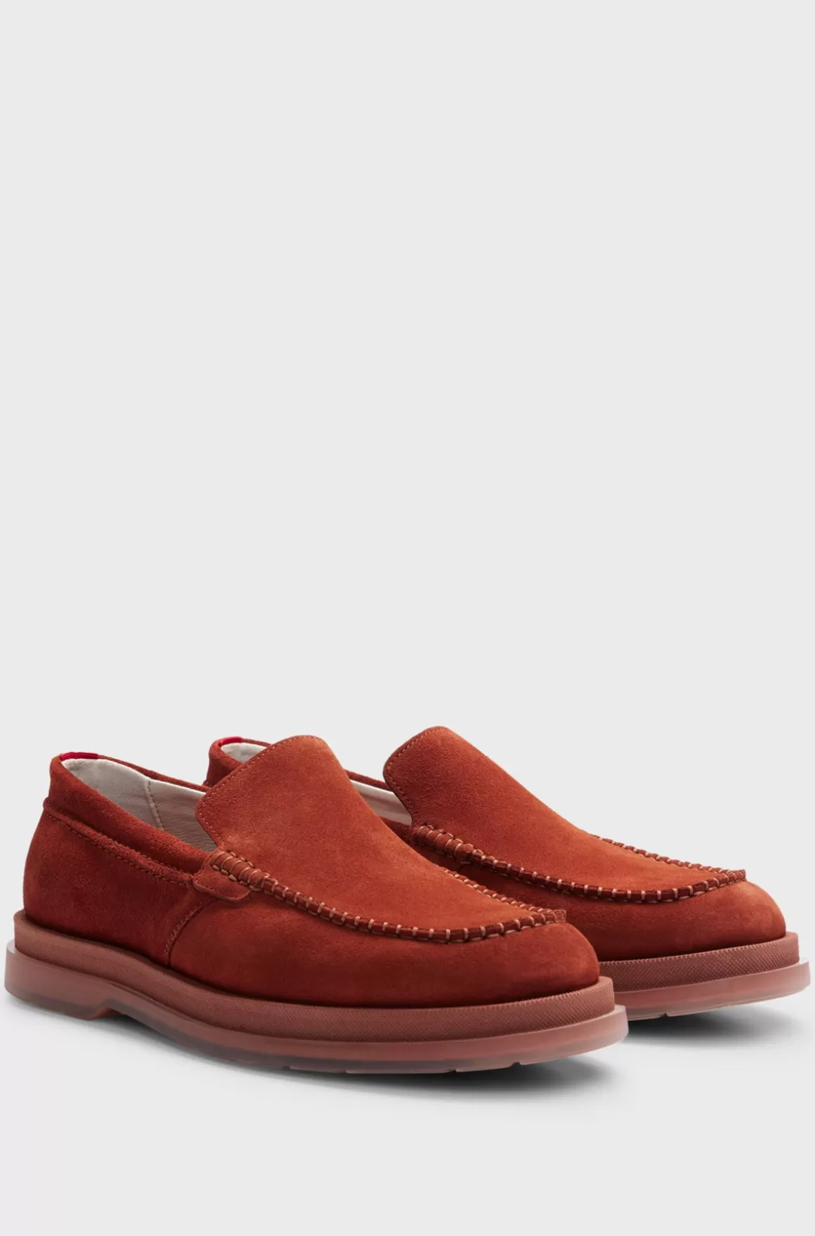 HUGO BOSS Loafers I Ruskind Med Halvgennemsigtig Gummisål