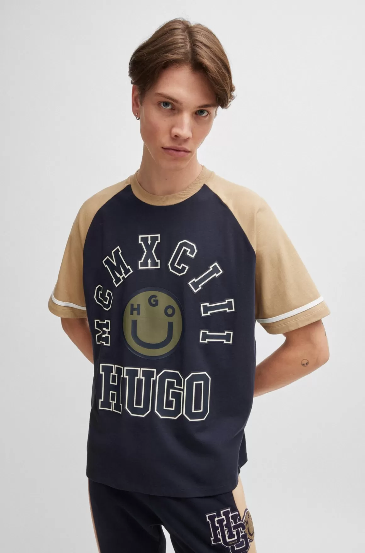 HUGO BOSS Loose Fit T-shirt I Bomuldsjersey Med Sæsonbetonet Grafik