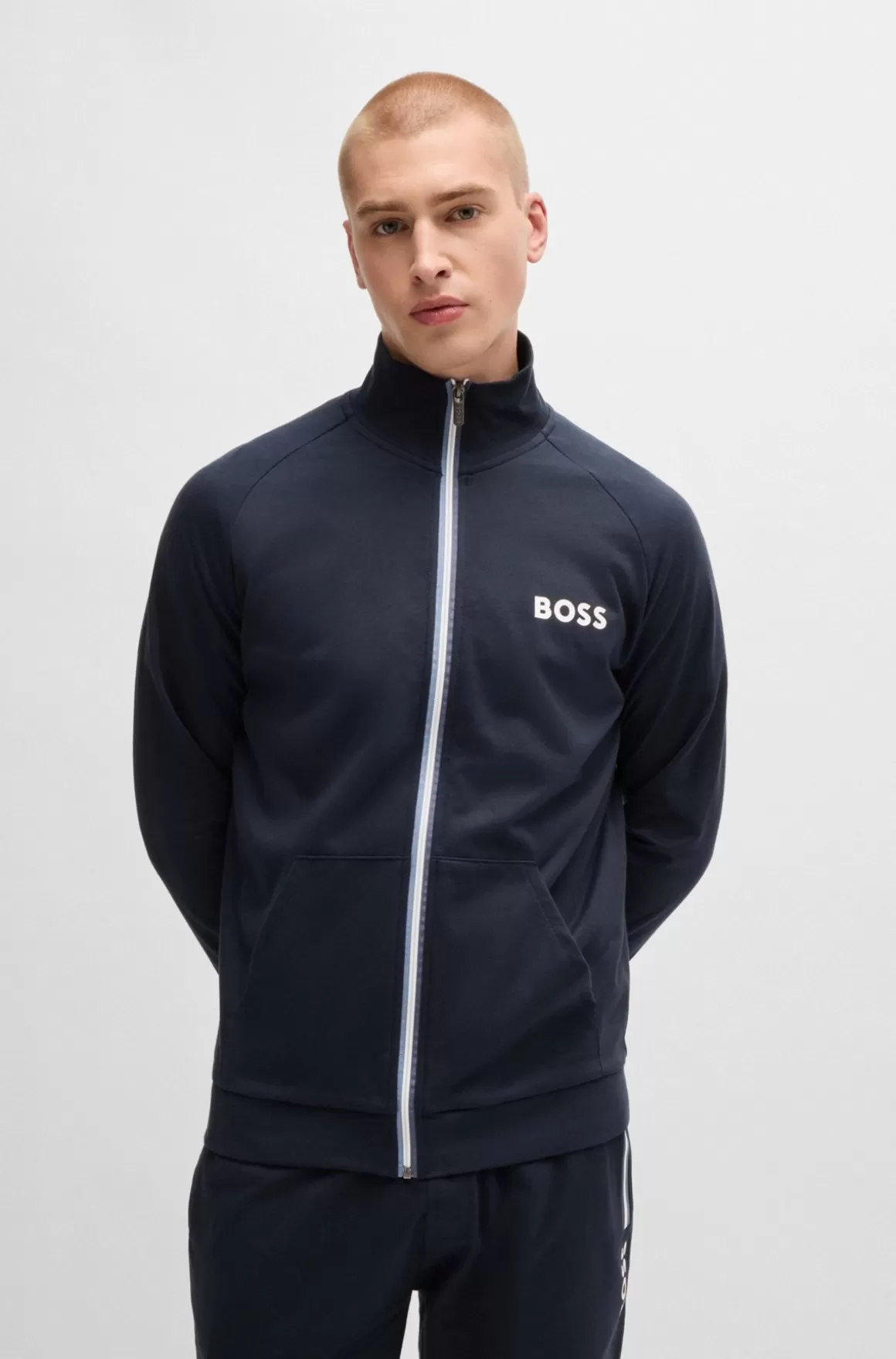 HUGO BOSS Lynlåsjakke I Fransk Frotté Med Logodetalje