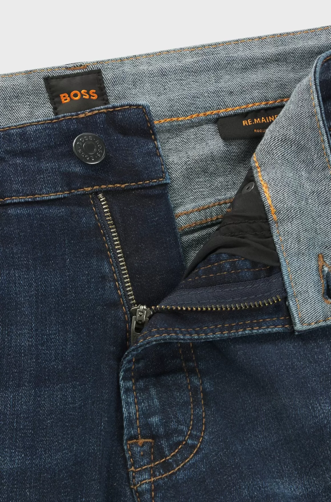 HUGO BOSS Maine Jeans Med Regular Fit I Mellemblåt Denim Med Stræk