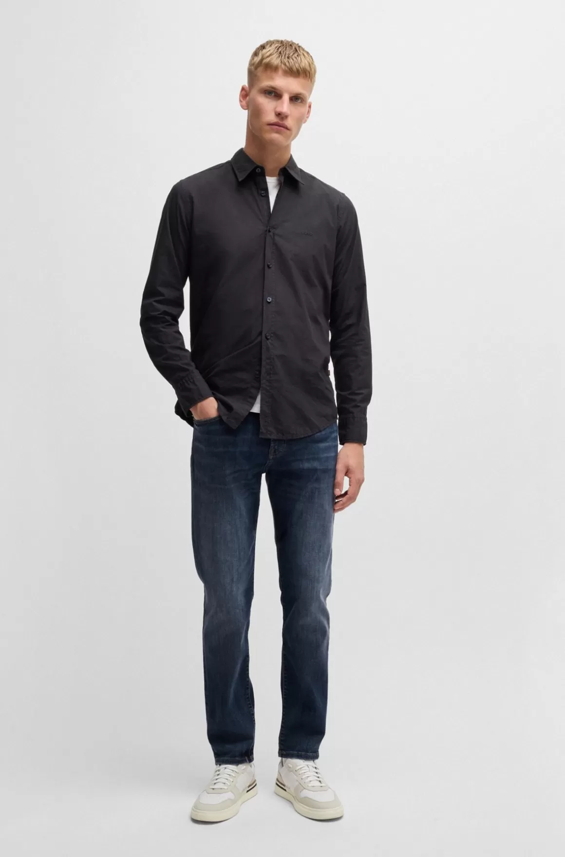 HUGO BOSS Maine Jeans Med Regular Fit I Mellemblåt Denim Med Stræk
