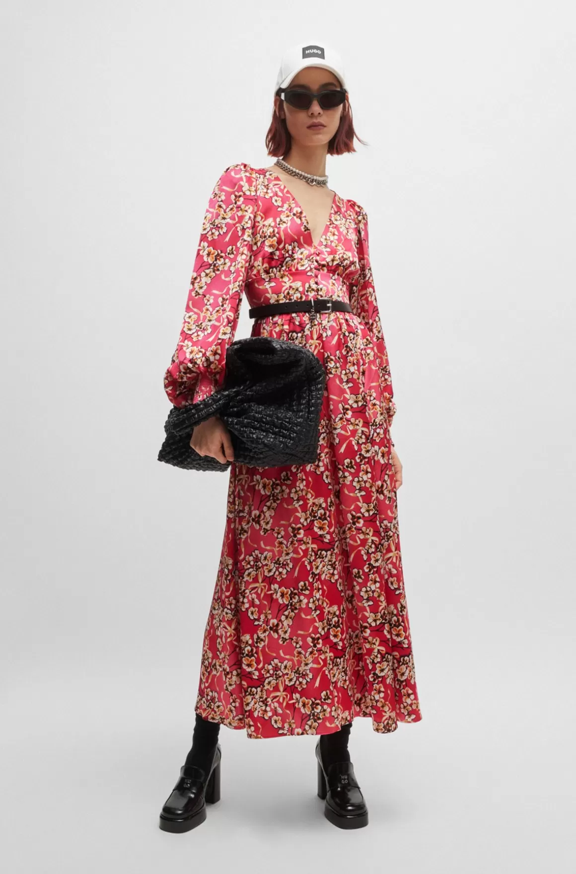 HUGO BOSS Maxikjole Med Blomsterprint Og Knapper