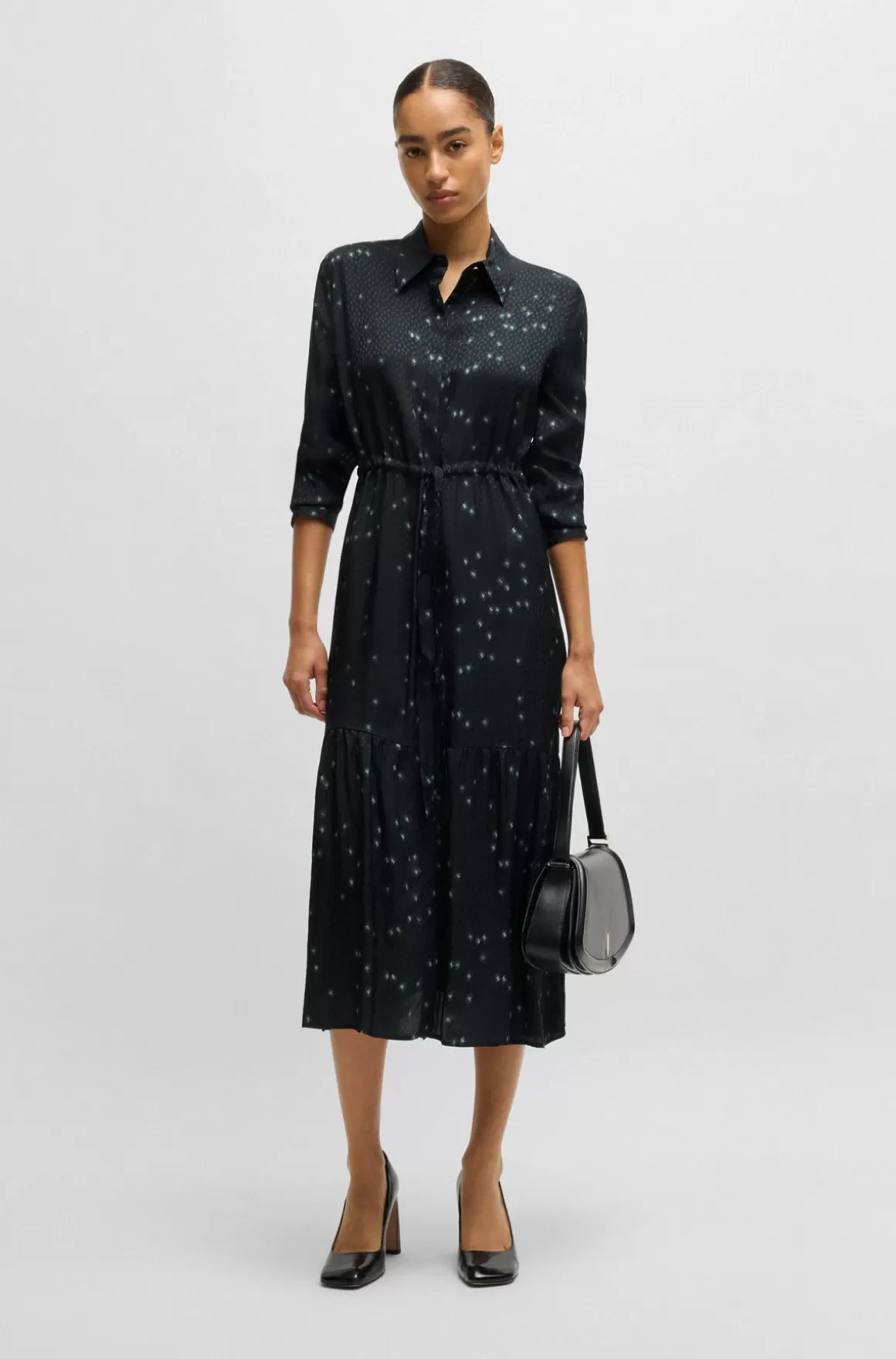 HUGO BOSS Maxikjole Med Prikket Jacquard Og Print