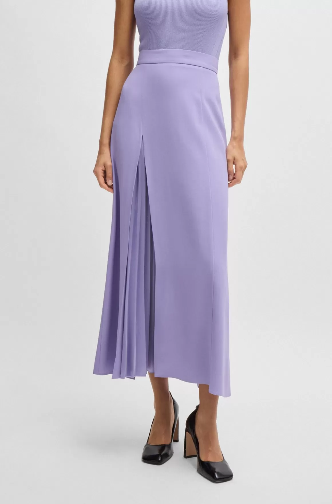 HUGO BOSS Maxinederdel Med Plisseret Detalje