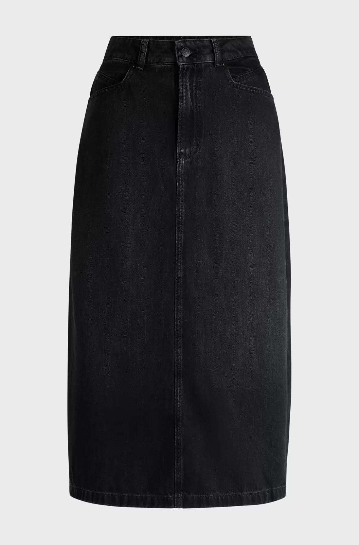 HUGO BOSS Midinederdel I Denim Med Slids Bagtil