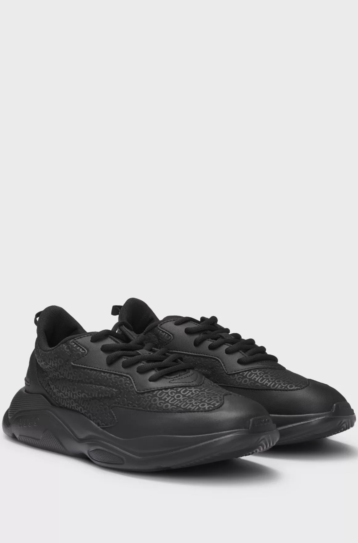 HUGO BOSS Mixed-material Trainers With Monogrammed Uppers And EVA Outsole