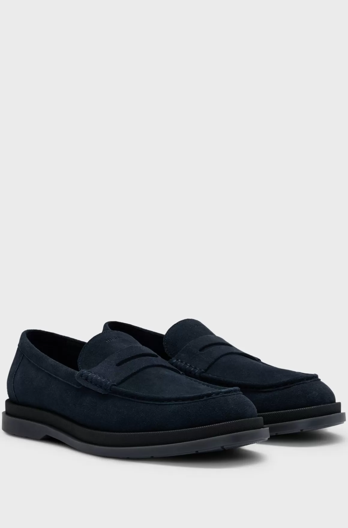 HUGO BOSS Mokkasiner I Ruskind Med Pennyloaferdesign