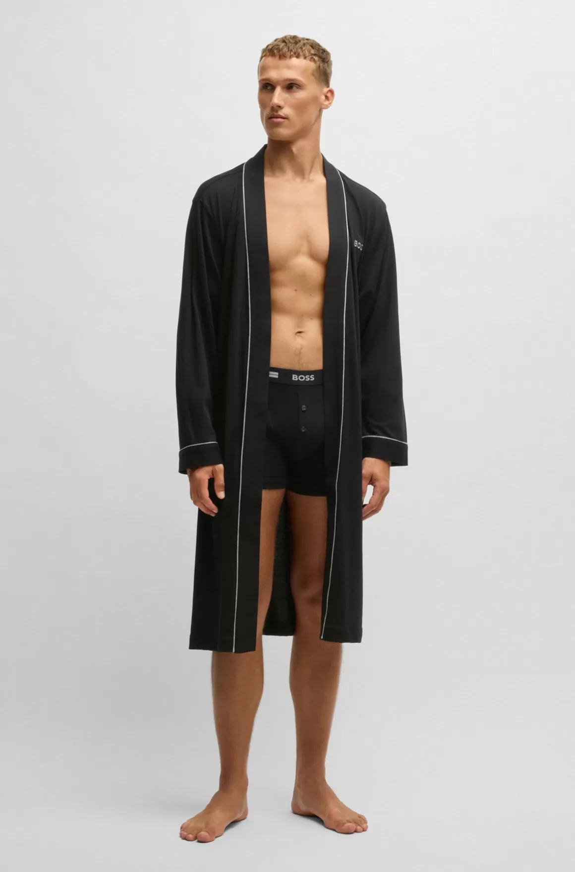 HUGO BOSS Morgenkåbe I Bomuldsjersey Med Broderet Logo