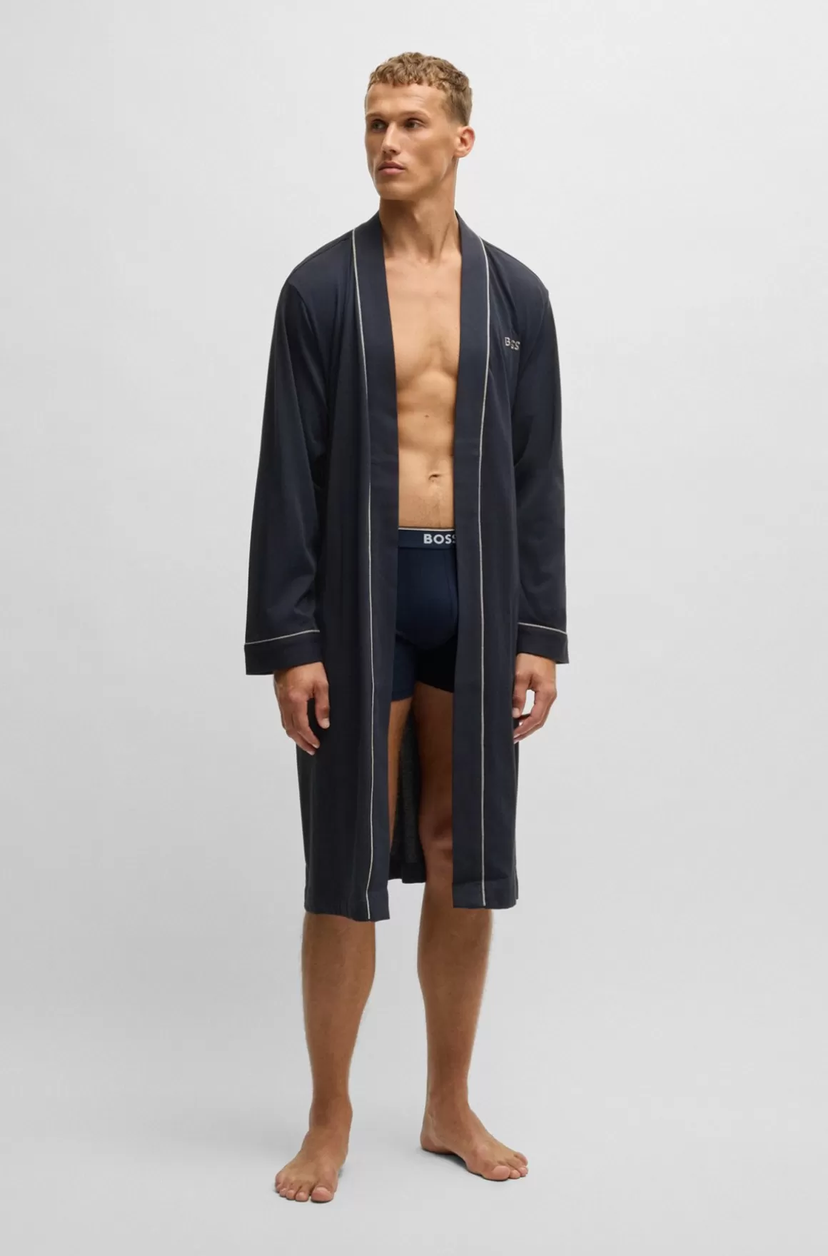 HUGO BOSS Morgenkåbe I Bomuldsjersey Med Broderet Logo