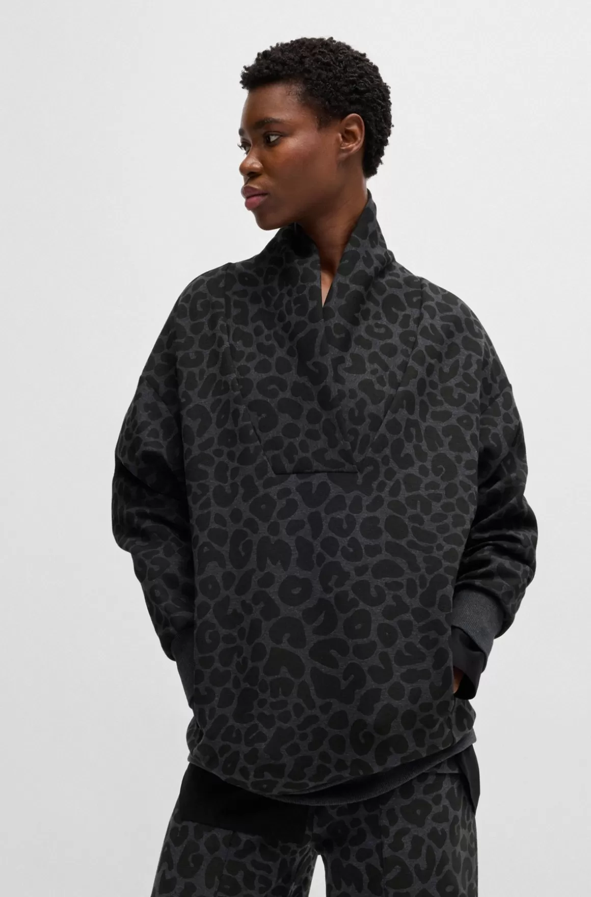 HUGO BOSS NAOMI X BOSS-sweatshirt I Bomuldsblanding Med Dyreprint Og Energear™