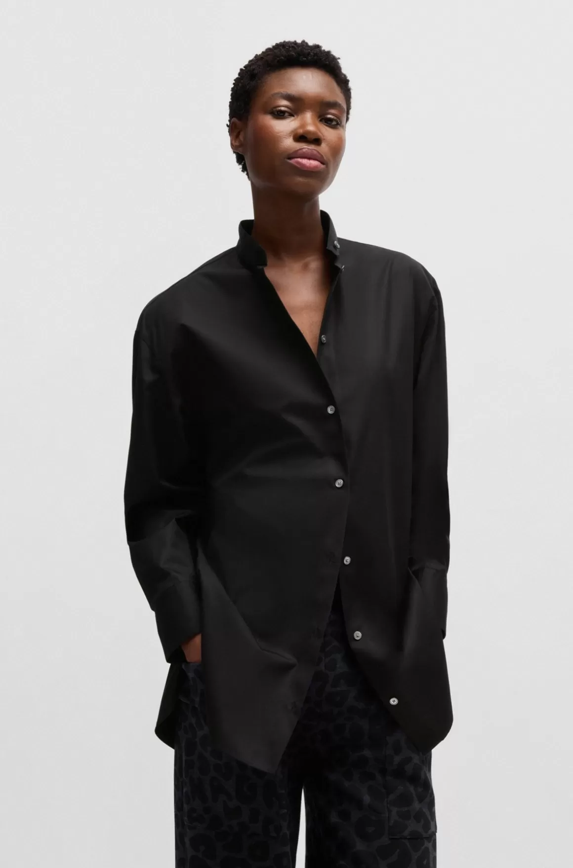 Dame HUGO BOSS Oversize Fit Naomi X BOSS-skjorte I Bomuld