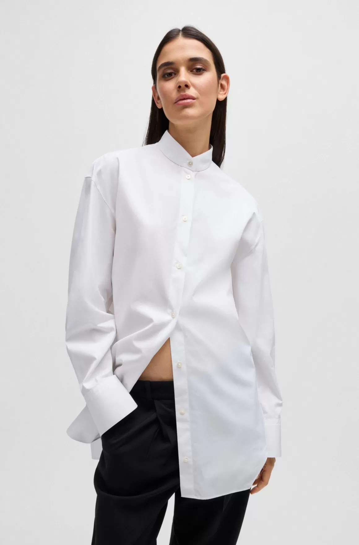 Dame HUGO BOSS Oversize Fit Naomi X BOSS-skjorte I Bomuld