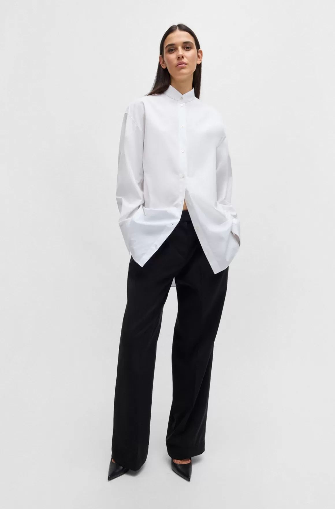 Dame HUGO BOSS Oversize Fit Naomi X BOSS-skjorte I Bomuld