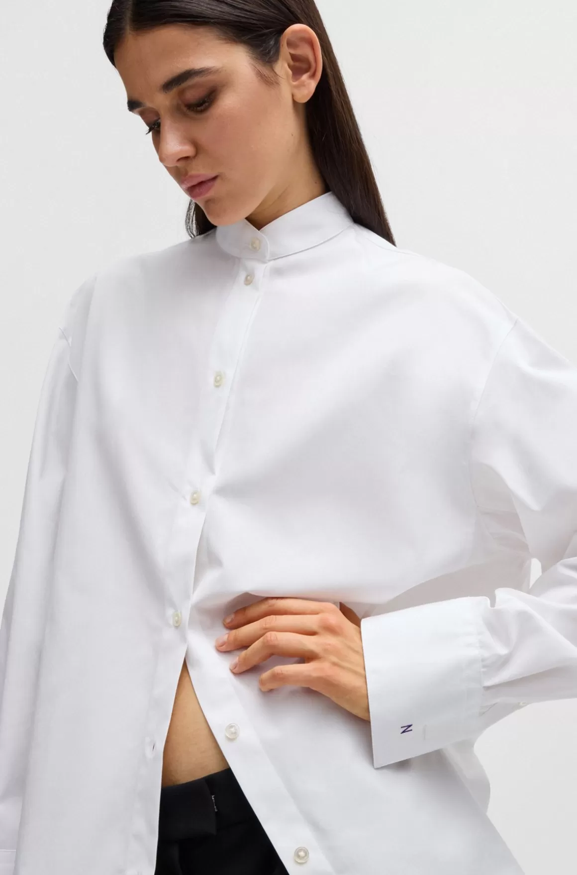 Dame HUGO BOSS Oversize Fit Naomi X BOSS-skjorte I Bomuld