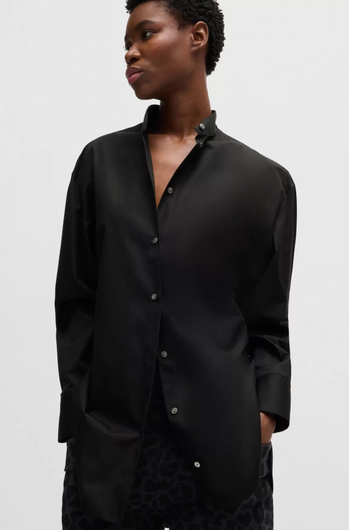 Dame HUGO BOSS Oversize Fit Naomi X BOSS-skjorte I Bomuld
