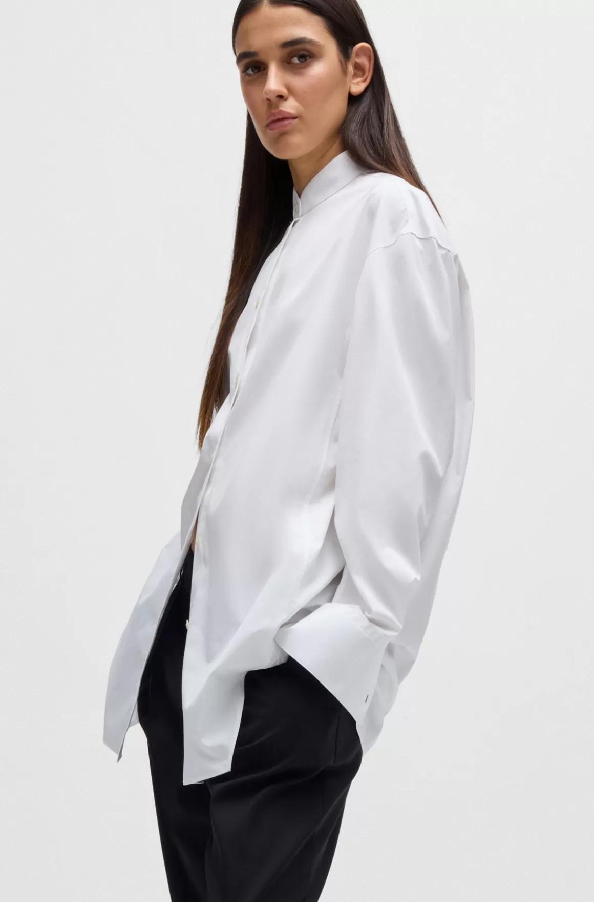 Dame HUGO BOSS Oversize Fit Naomi X BOSS-skjorte I Bomuld