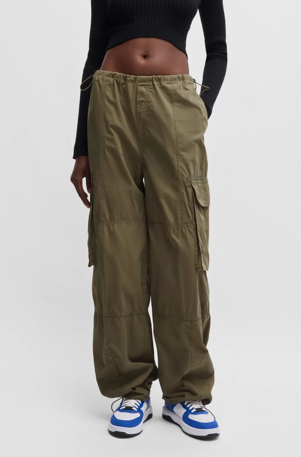 HUGO BOSS Oversize Fit Parachutebukser I Bomuldspoplin