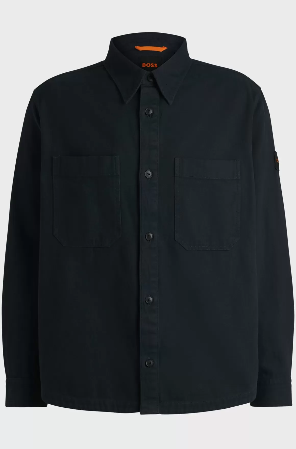 HUGO BOSS Oversize Fit Yderskjorte I Bomuldspiqué Med En Krave Med Spidse Flipper