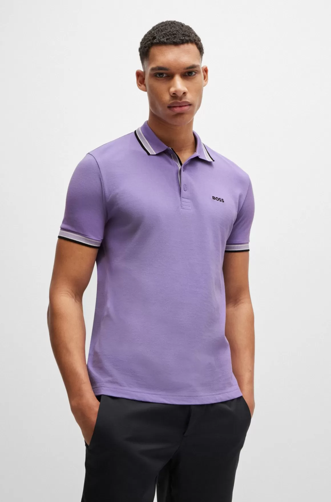 HUGO BOSS Paddy Poloshirt I Bomuldspiqué Med Logo I Kontrastfarve