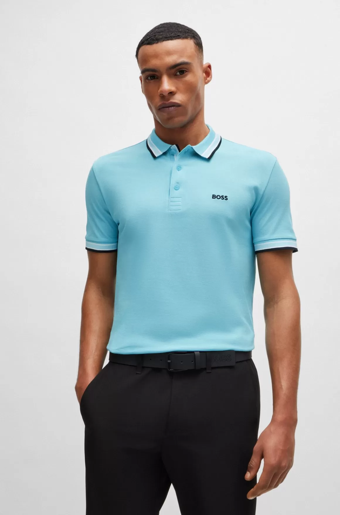 HUGO BOSS Paddy Poloshirt I Bomuldspiqué Med Logo I Kontrastfarve