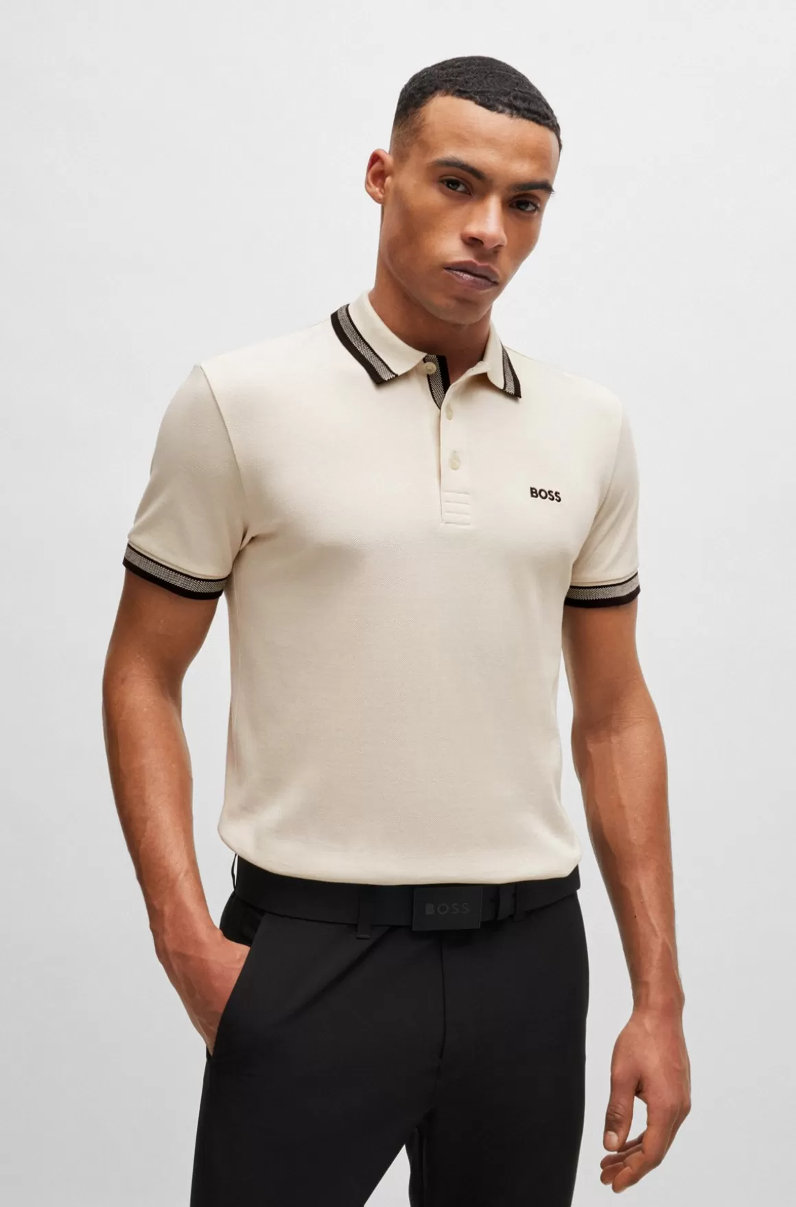 HUGO BOSS Paddy Poloshirt I Bomuldspiqué Med Logo I Kontrastfarve