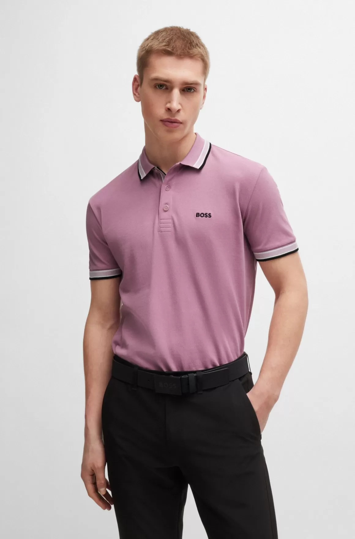 HUGO BOSS Paddy Poloshirt I Bomuldspiqué Med Logo I Kontrastfarve