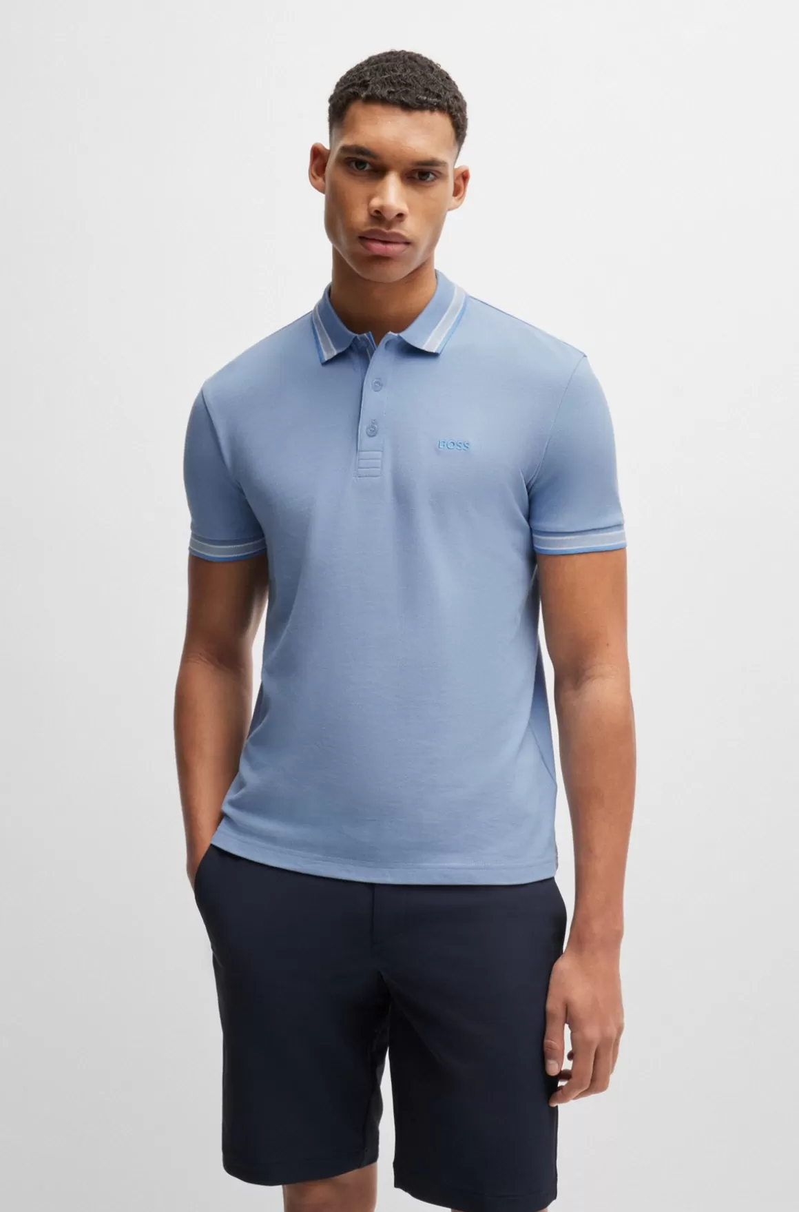 HUGO BOSS Paddy Poloshirt I Bomuldspiqué Med Logo I Kontrastfarve