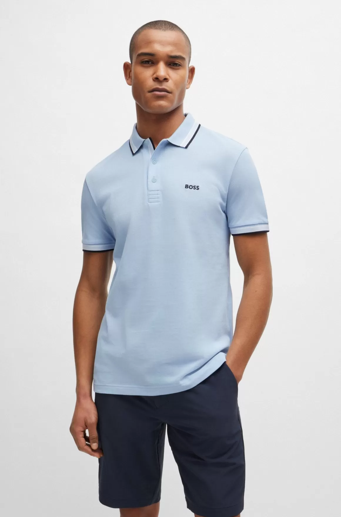 HUGO BOSS Paddy Poloshirt I Bomuldspiqué Med Logo I Kontrastfarve