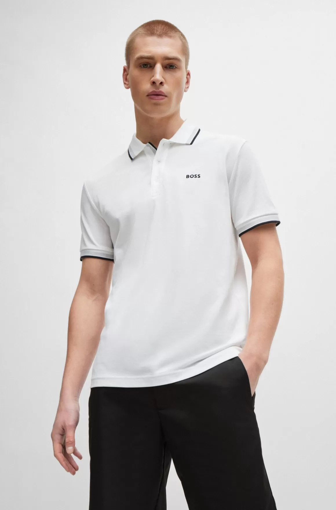 HUGO BOSS Paddy Poloshirt I Bomuldspiqué Med Logo I Kontrastfarve