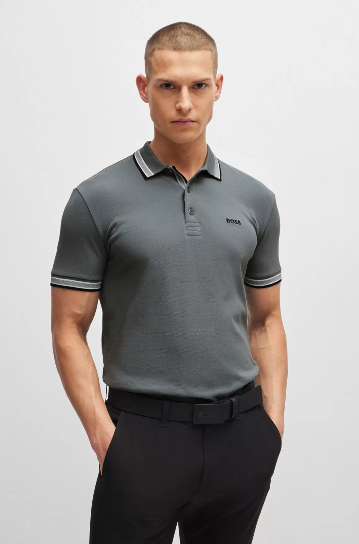 HUGO BOSS Paddy Poloshirt I Bomuldspiqué Med Logo I Kontrastfarve